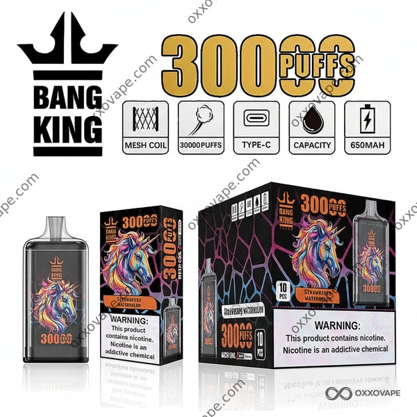 Soplos disponibles del vape 30K de la sandía de la fresa de Bang King Crystal 30000