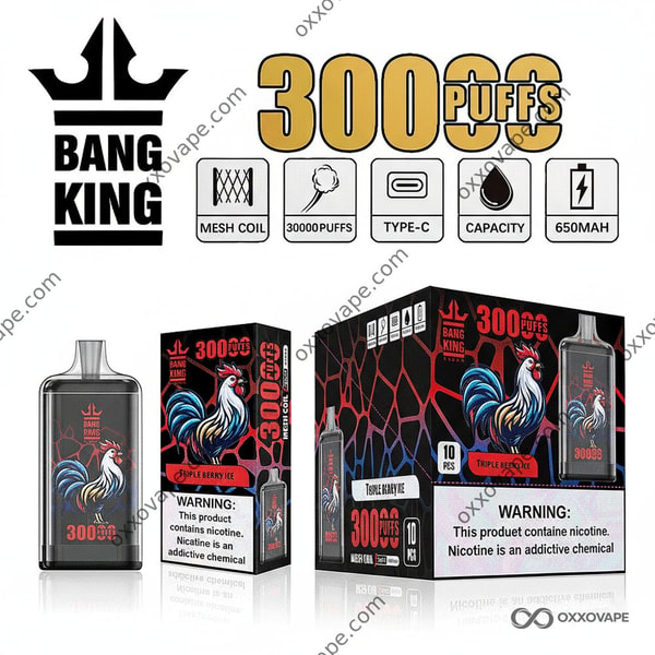 Bang King Crystal 30000 Triple Berry Ice vape desechable arándano frambuesa mora mentol