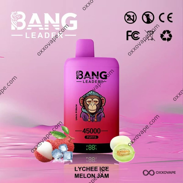 Bang Leader 45000 Einweg-Vape-45K-Puffs mit Litschi-Eis und Melonenmarmelade mit zwei Geschmacksrichtungen