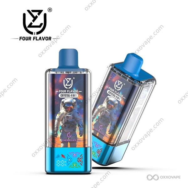 UZY Crystal 100000 vape Combo Pack 4 box displaying Cherry Ice, Grape Ice, Passion Fruit Mango, and Love 66 flavor combination