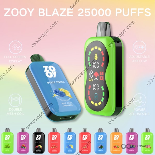 ZOOY Blaze 25000 side and bottom detail showing Type-C charging port and adjustable airflow control