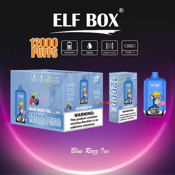 Vaporizador desechable ELF BOX Digital 12000 Blue Razz Ice - Tangy Icy Raspberry