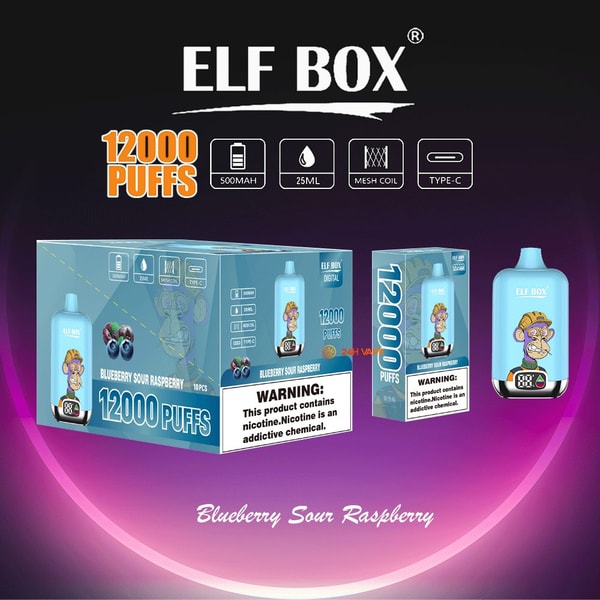 ELF BOX Digital 12000 Blueberry Sour Raspberry Disposable Vape — Tart Berry Fusion