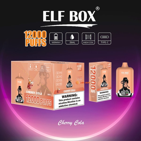 ELF BOX Digital 12000 Cherry Cola Disposable Vape — Nostalgic Fizzy Cherry Flavor
