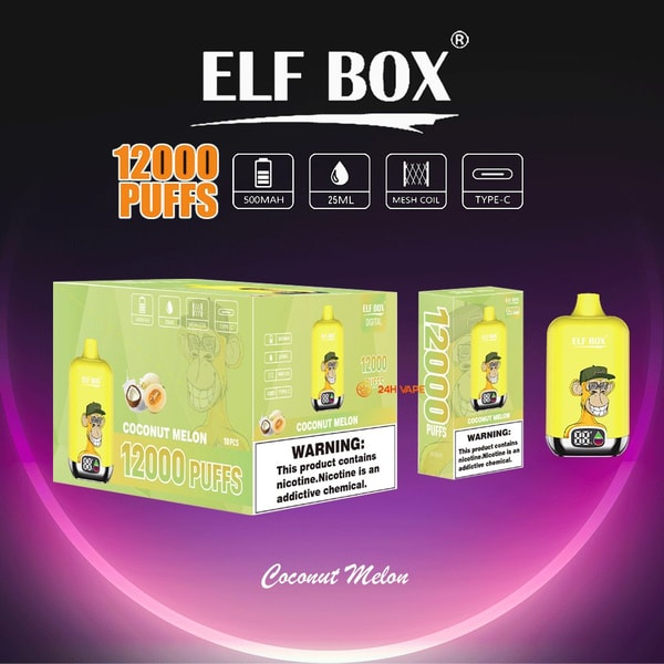 ELF BOX Digital 12000 Coconut Melon Disposable Vape — Creamy Tropical Melon