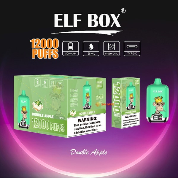 Vape desechable ELF BOX Digital 12000 Double Apple: manzana verde y roja clásica
