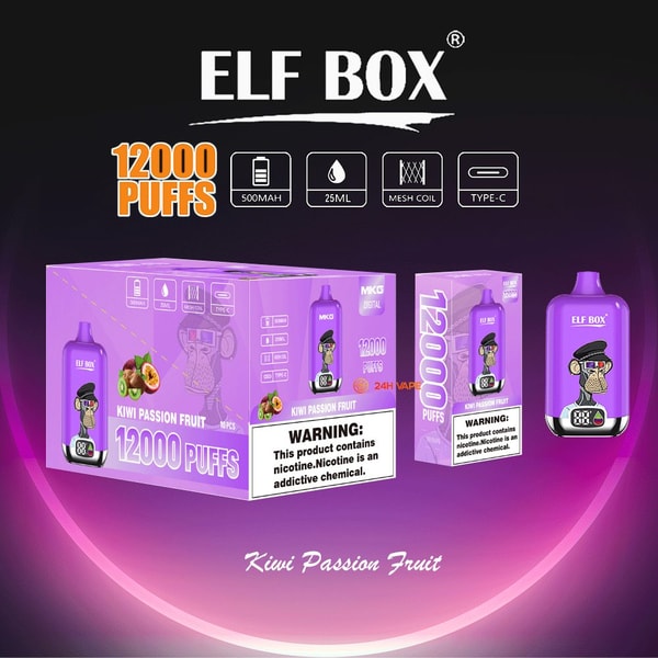 Vaporizador desechable ELF BOX Digital 12000 Kiwi Passion Fruit - Mezcla tropical exótica
