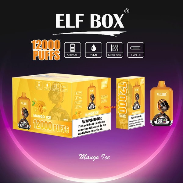 ELF BOX Digital 12000 Mango Ice Disposable Vape — Tropical Mango with Menthol