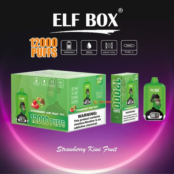 Vape desechable ELF BOX Digital 12000 fresa kiwi - Bright Dual Fruit