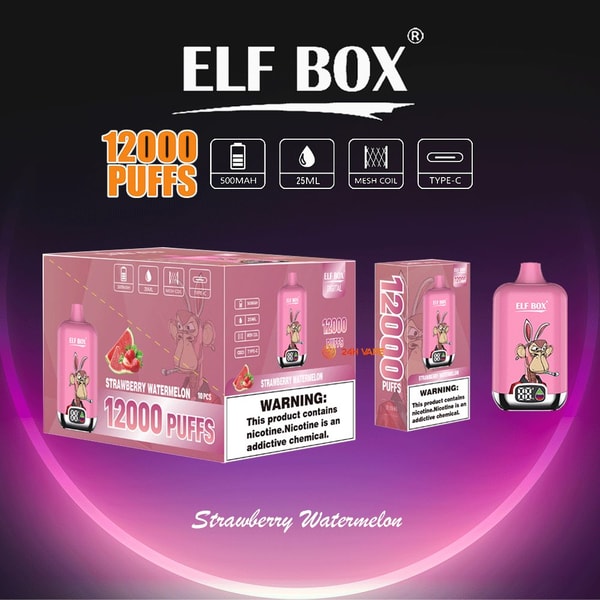 Vape desechable ELF BOX Digital 12000 fresa sandía - Mezcla de frutas dual