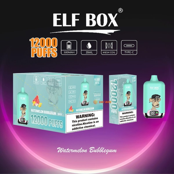 ELF BOX Digital 12000 Watermelon Bubblegum Disposable Vape — Sweet Candy Fruit