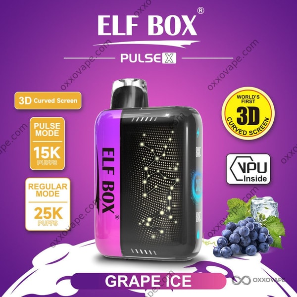 ELF BOX Pulse X 25000 Grape Ice flavor 25000 puffs icy grape disposable vape