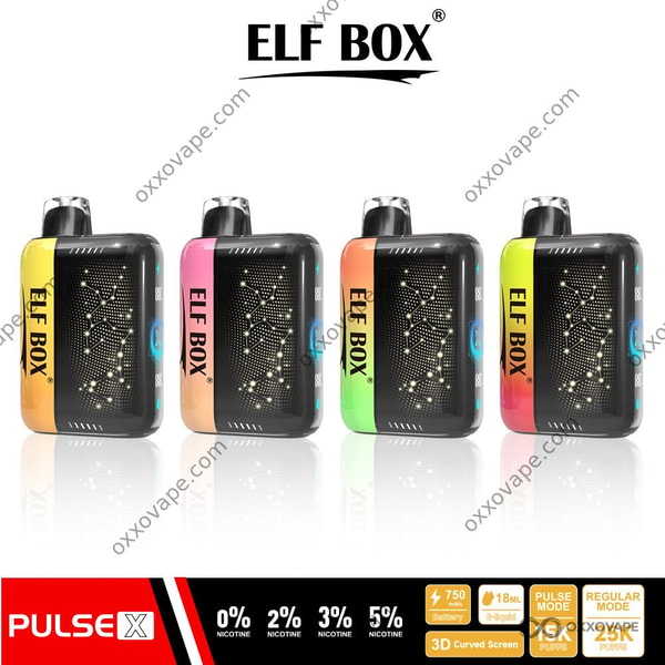 ELF BOX Pulse X 25000 3D曲面スクリーンと星空デザインの使い捨てベイプフルフレーバーラインナップ