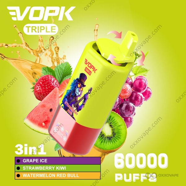 Vopk Triple 60000 Grape Ice Strawberry Kiwi Görögdinnye Red Bull ízű változat termék csomagolás