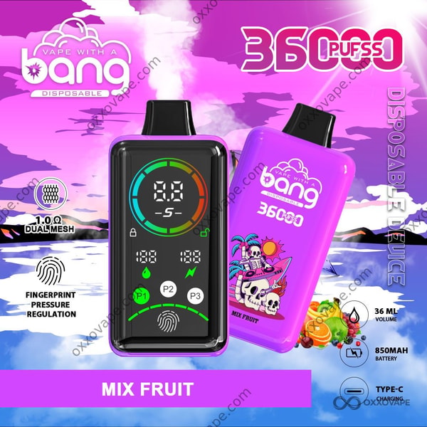 Bang 36000 Power Mix Confezione di vaporizzatori usa e getta di varietà assortite al gusto di frutta con grafica colorata di frutta
