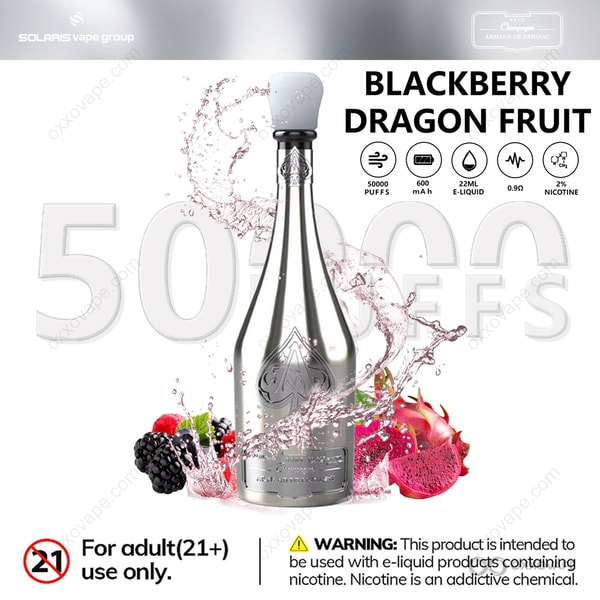 Solaris ARMAND DE BRIGNAC Champagne 50000 Blackberry Dragon Fruit flavor premium pod