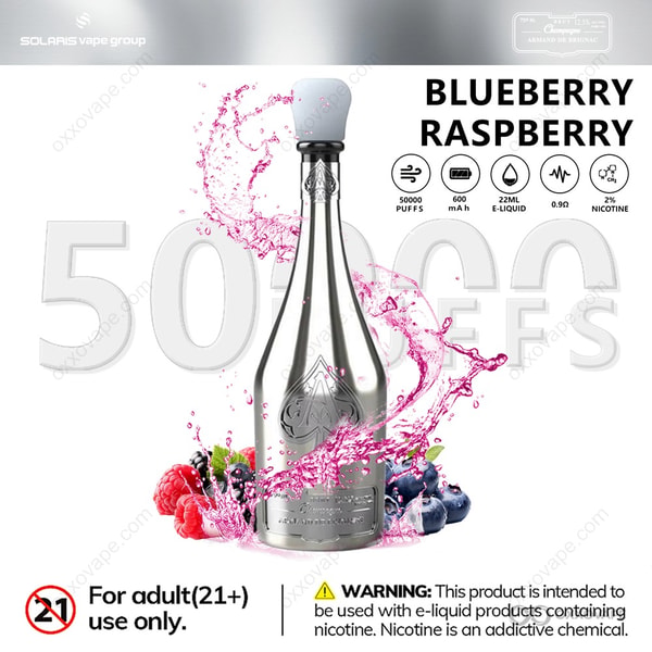 Solaris ARMAND DE BRIGNAC Champagne 50000 Blueberry Raspberry flavor 50000 puffs vape pod