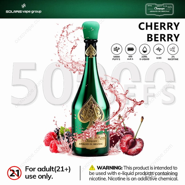 Solaris ARMAND DE BRIGNAC Champagne 50000 Cherry Berry flavor 50000 puffs pod system