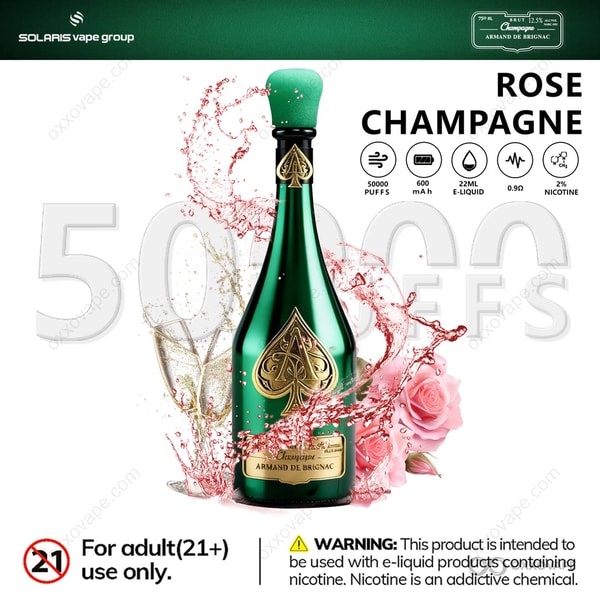 Solaris ARMAND DE BRIGNAC Champagne 50000 Rose Champagne flavor luxury vape pod