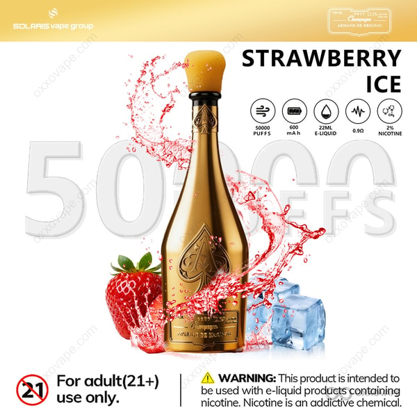 Solaris ARMAND DE BRIGNAC Champagne 50000 Strawberry Ice flavor pod system 50K puffs