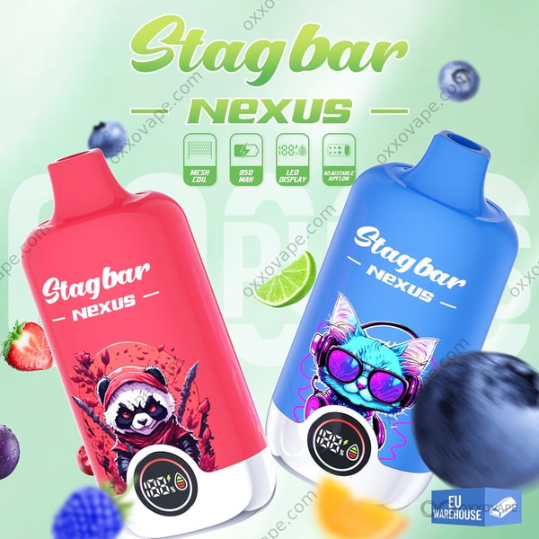 Stag Bar Nexus 60000 60K Puffs Disposable Vape with LED Display and Adjustable Airflow - EU Warehouse