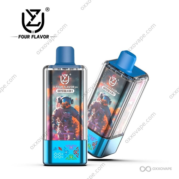 UZY Crystal 100000 vape Combo Pack 8 box with Strawberry Ice, Gummy Bear, Watermelon Dragon Fruit, and Blueberry Kiwi flavors displayed