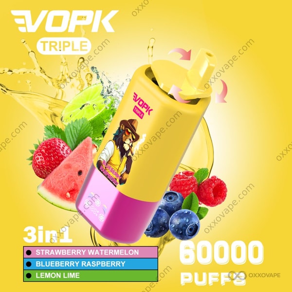 Vopk Triple 60000 Eper Görögdinnye Áfonya Málna Citrom Lime ízű csomagoló doboz
