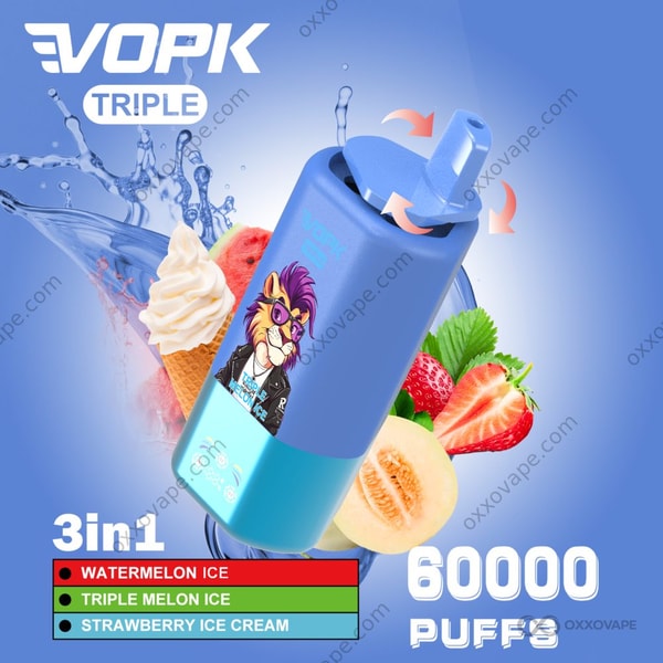 Vopk Triple 60000 Watermelon Ice Triple Melon Ice Strawberry Ice Cream flavor variant packaging