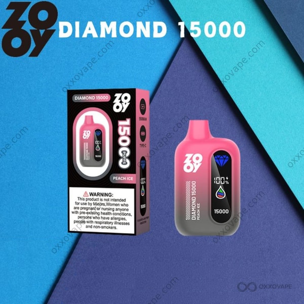 ZOOY Diamond 15000 Peach Ice disposable vape warm peach and cool menthol 15000 puffs