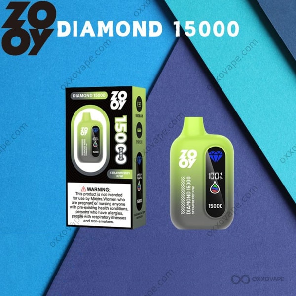 ZOOY Diamond 15000 Strawberry Kiwi disposable vape sweet tart fruit blend 15000 puffs