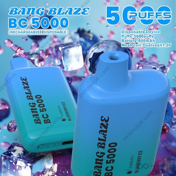 Smaakdoosje Blauwe Bes IJs voor Bang Blaze BC5000 vape met ijzige blauwe bessenafbeelding