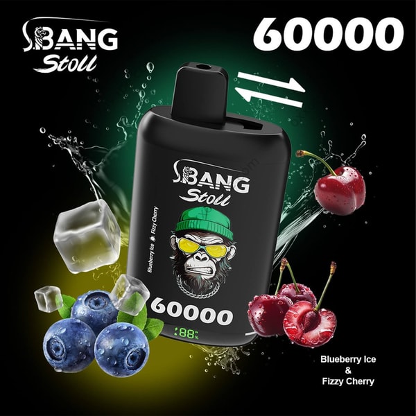 Bang Leader Stoll 60000 packaging for Blueberry Ice and Fizzy Cherry dual flavor variant