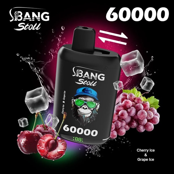Bang Leader Stoll 60000 box design for Cherry Ice and Grape Ice dual flavor variant