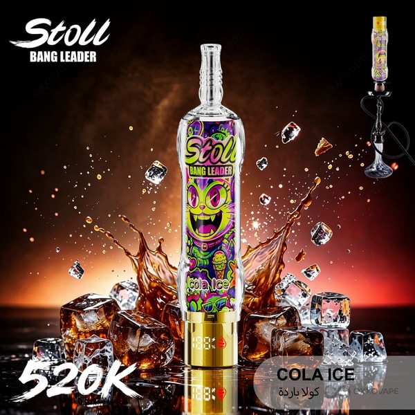 Cola Ice flavor packaging of Bang Leader Stoll 520000 vape with cola can graphics and icy accents.