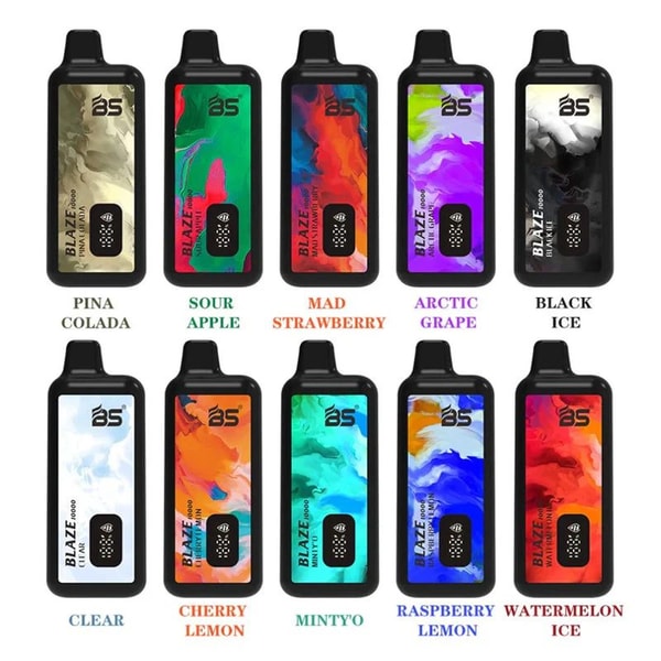 Side angle of BREZE STIIK BS Blaze 10000 vape revealing Type-C charging port and airflow inlet