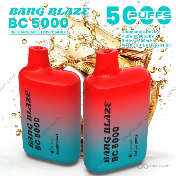 Smaakdoosje Energy Drink voor Bang Blaze BC5000 vape met elektrische blauwe bliksemschicht