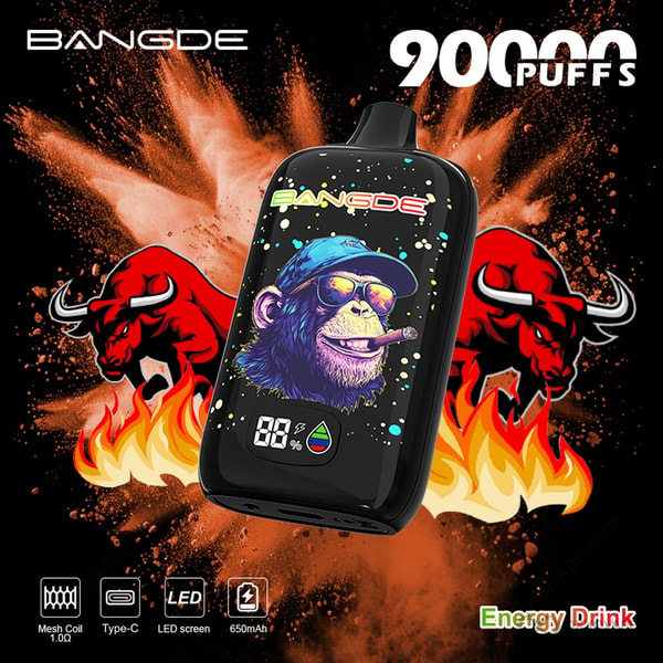 Bang DE 90000 Energy Drink flavor box with electric blue and silver design