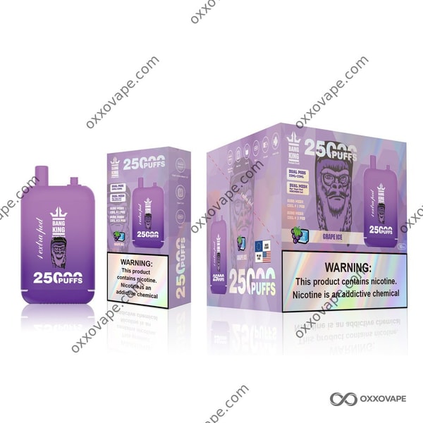 Grape Ice flavor packaging for Bang King 25000 disposable vape with purple grape design