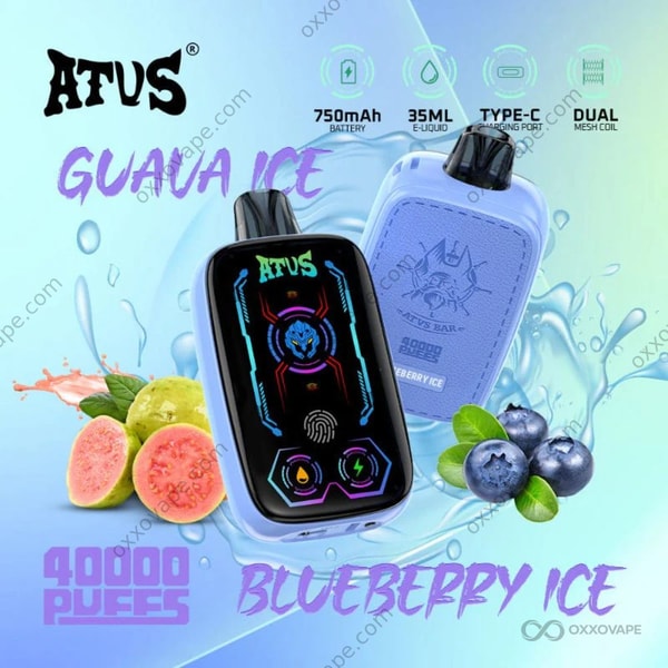 Pink and green ATVS 40000 box depicting sliced guava fruit with icy frost overlay