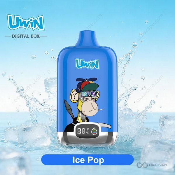 Ice Pop flavor box for Uwin Digital Box 12000 disposable vape with colorful popsicle artwork