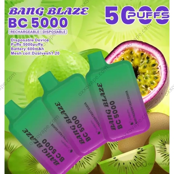 Smaakdoosje Kiwi Passievrucht Guave voor Bang Blaze BC5000 vape met tropisch fruittrio