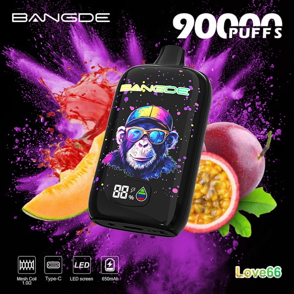 Bang DE 90000 Love 66 flavor box with mysterious tropical fruit punch artwork