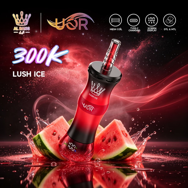 Lush Ice flavor box for UOR AL BANG 300000 featuring watermelon slice artwork