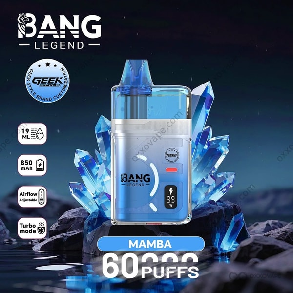 Mamba flavor box for Bang Legend Geek 60000 with candy-inspired multicolor packaging design