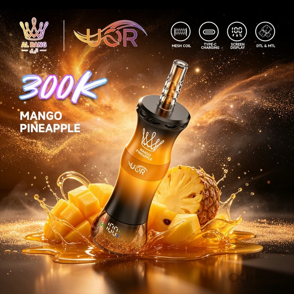 Mango Pineapple flavor box for UOR AL BANG 300000 with tropical fruit art