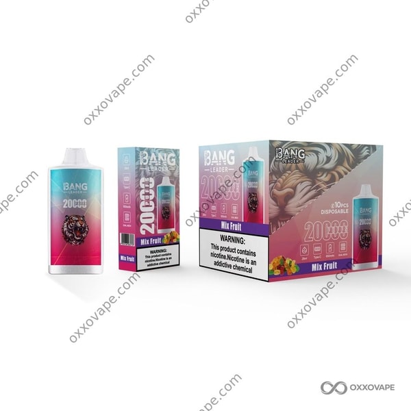 Mix Fruit flavor packaging for Bang Leader 20000 vape showing assorted fruit collage artwork