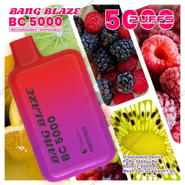 Smaakdoosje Gemengd Fruit voor Bang Blaze BC5000 vape met kleurrijke fruitmix graphics