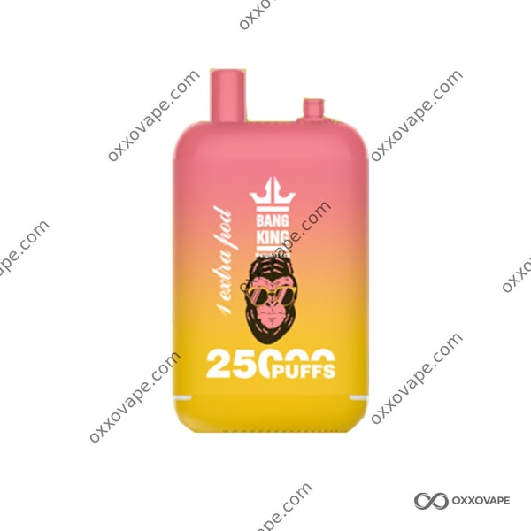 Peach Mango flavor box for Bang King 25000 disposable vape with peach and mango graphics