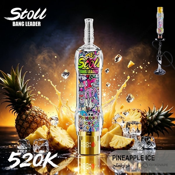 Pineapple Ice flavor packaging of Bang Leader Stoll 520000 with pineapple chunks and icy shards.