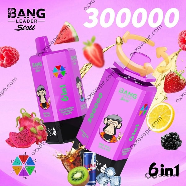 Doosontwerp voor de smaakverpakking Red Bull Cola Ice Strawberry Raspberry van de Bang Leader Stoll 300000 vape